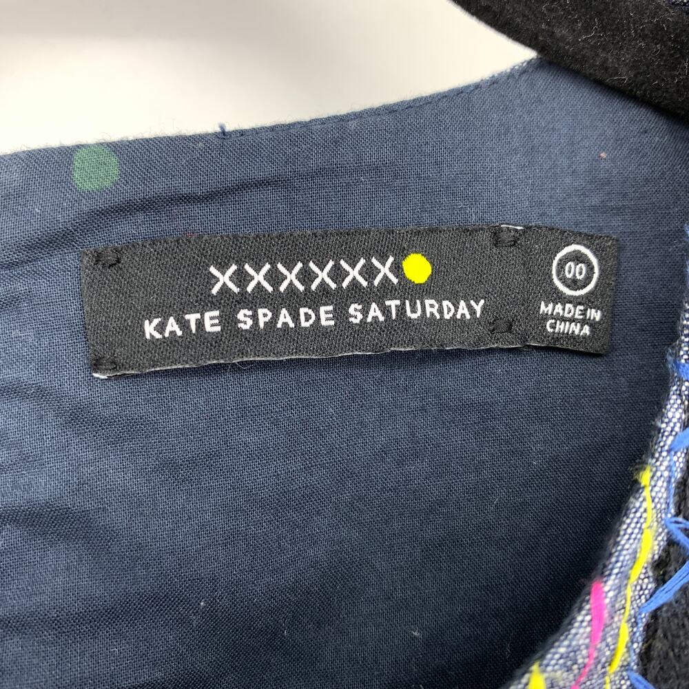 Kate Spade Saturday Chambray Mini Dress Womens Size 00 Embroidered Detail - Picture 5 of 6